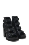 Alexander Mcqueen Buckled Leather Sandals In Black/brunito