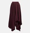 Alexander Mcqueen Pleated Asymmetric Maxi Skirt In Burgundy