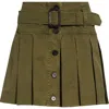 Alexander Mcqueen Mcqueen Pleated Twill Miniskirt In Khaki