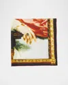 Alexander Mcqueen Portrait Logo-print Silk Scarf In Red Black