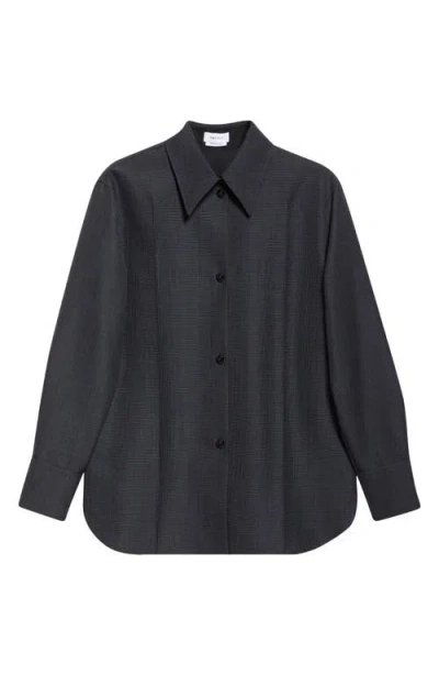Alexander Mcqueen Mcqueen Prince Of Wales Plaid Wool & Mohair Button-up Shirt In Black - Dark Grey