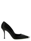 Alexander Mcqueen Black Leather And Silver Punk Pumps In Black