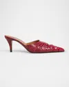 Alexander Mcqueen Ruched Python Mule Pumps In Fuscia Pur