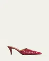 Alexander Mcqueen Ruched Python Mule Pumps In Fuscia Pur