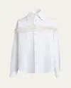 Alexander Mcqueen Slashed Creponne Detail Oversized Shirt In Optical White