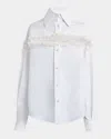 Alexander Mcqueen Slashed Creponne Detail Oversized Shirt In Optical White