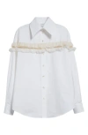 Alexander Mcqueen Slashed Creponne Detail Oversized Shirt In Optical White