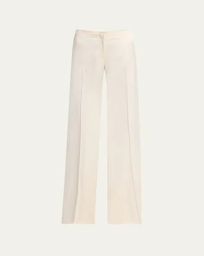 Alexander Mcqueen Satin Wide-leg Trousers In Oyster