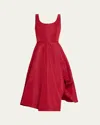 Alexander Mcqueen Scoop-neck Asymmetric Midi Dress In Royal Red
