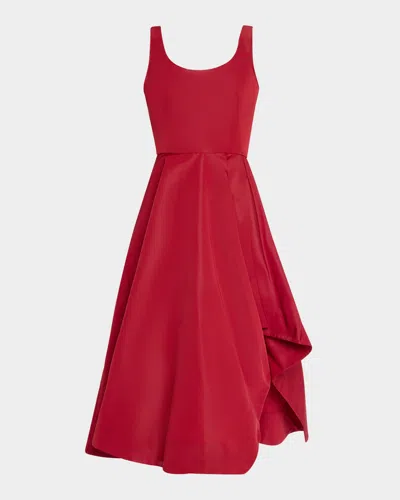 ALEXANDER MCQUEEN SCOOP-NECK ASYMMETRIC MIDI DRESS