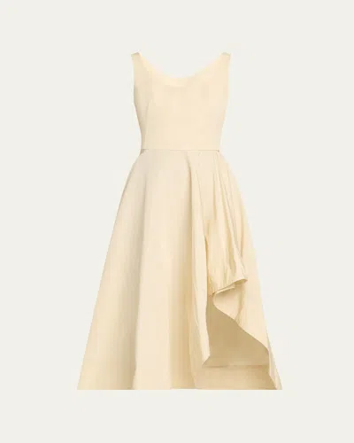 Alexander Mcqueen Scoop-neck Asymmetric Midi Dress In Waflgldmul
