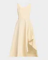 Alexander Mcqueen Scoop-neck Asymmetric Midi Dress In Waflgldmul