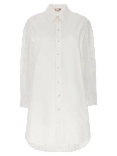 Alexander Mcqueen Cotton Midi Day Dress In White