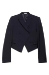 Alexander Mcqueen Mcqueen Shrunken Wool Blazer In Navy