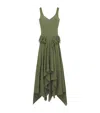 Alexander Mcqueen Silk Asymmetric Midi Dress In Green