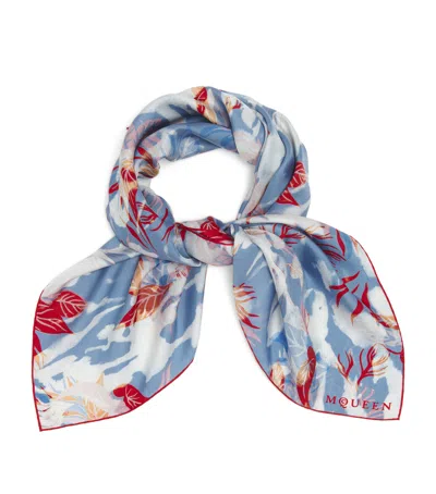 ALEXANDER MCQUEEN SILK BOTANICAL SQUARE SCARF