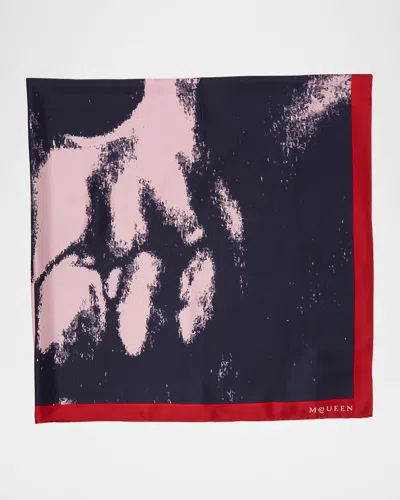 Alexander Mcqueen Silk Shawl W/ Exploded Skull In Multi