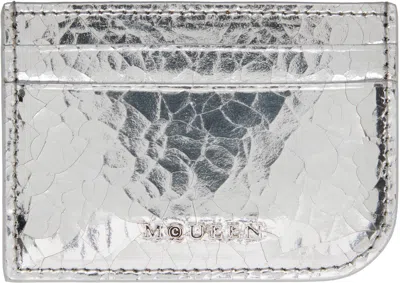 Alexander Mcqueen Silver 'mcqueen Sling' Card Holder In 1402 Silver/beige/si