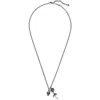 Alexander Mcqueen Rose And Skull Pendants Chain-linked Necklace In Antique Silver