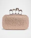 Alexander Mcqueen Skull Four Ring Embellished Leather Clutch Bag In Pink