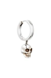Alexander Mcqueen Mcqueen Skull Hoop Earring In Antique Silver