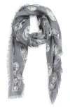 Alexander Mcqueen Mcqueen Skull Print Silk Scarf In Gray