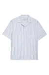 Alexander Mcqueen Short-sleeved Shirt With Striped Pattern In Gray