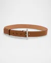 Alexander Mcqueen Sling Cross-bar Buckle Leather Belt In 2116 Pecan Silver
