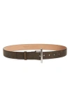 Alexander Mcqueen Mcqueen Sling Leather Belt In 2035 Oak Brown/silver