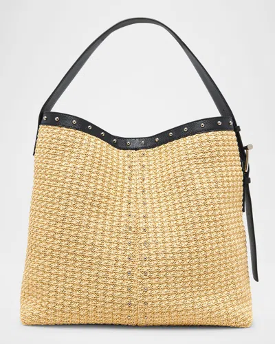 ALEXANDER MCQUEEN SLING STUDDED RAFFIA SHOULDER BAG