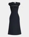 Alexander Mcqueen Spider Lace Cap-sleeve Wool Mohair Midi Dress In Navy