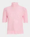 Alexander Mcqueen Spider Lace High-neck Silk Top In Aquapink