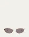 Alexander Mcqueen Studded Metal Cat-eye Aviator Sunglasses In Shiny Light Gold