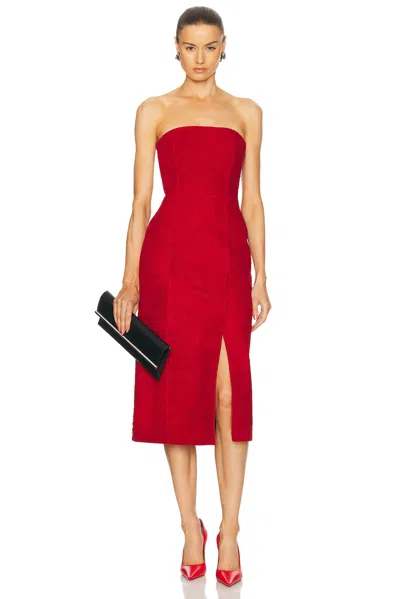 Alexander Mcqueen Raw Suede Strapless Dress In Red