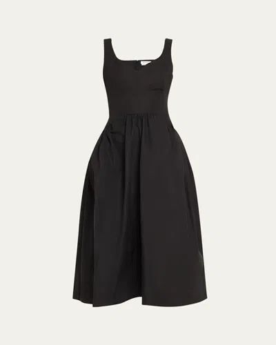 ALEXANDER MCQUEEN SWEETHEART SLEEVELESS FIT-&-FLARE MIDI DRESS