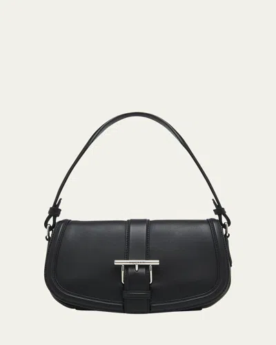 Alexander Mcqueen T-bar Buckle Leather Crossbody Bag In Black Silver