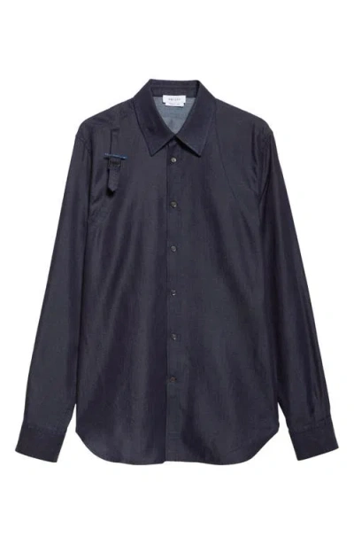 Alexander Mcqueen Mcqueen T-bar Harness Denim Button-up Shirt In Blue