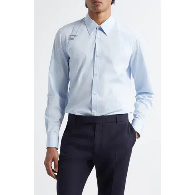 Alexander Mcqueen Mcqueen T-bar Harness Poplin Button-up Shirt In Shirting Blue