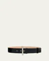 Alexander Mcqueen Silvertone Cross-bar Leather Wide Sling Belt In Black