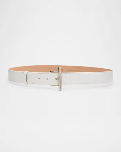 Alexander Mcqueen T-bar Skinny Leather Belt In White