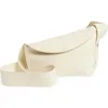 Alexander Mcqueen Sling Leather Crossbody Bag In Cream/silver