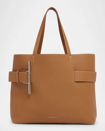 Alexander Mcqueen T-bar Sling Shopper Tote Bag In Pecan