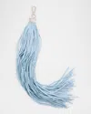 Alexander Mcqueen Tassel Leather Charm In Sky Blue