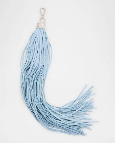 Alexander Mcqueen Tassel Leather Charm In Sky Blue