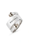 Alexander Mcqueen Mcqueen Twin Skull Ring In Mcq0911sil.v.b Antil
