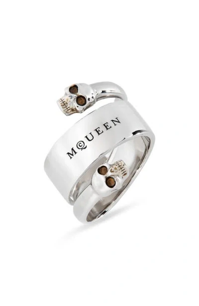 Alexander Mcqueen Mcqueen Twin Skull Ring In Mcq0911sil.v.b Antil