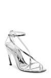 Alexander Mcqueen Twisted Armadillo 95mm Patent Sandals In Silver
