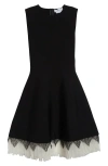 Alexander Mcqueen Black Viscose Mix Dresses In Black/ivory
