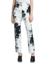 Alexander Mcqueen Floral Silk Pajama Pants In Ink