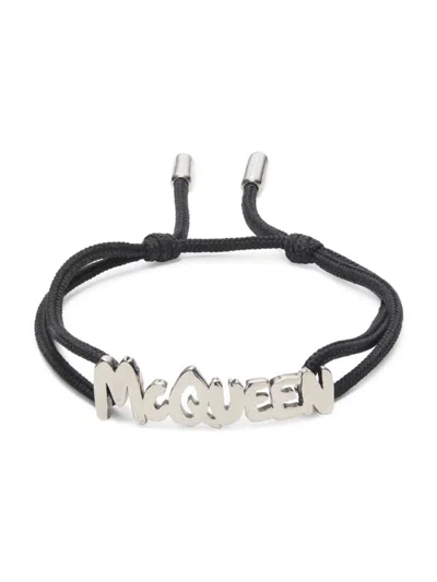 Alexander Mcqueen Mcqueen Women's Silvertone & Cotton Bracelet In Black